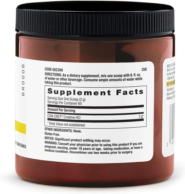 High-Quality Creatine HCl Powder for Muscle Strength and Energy Production | Supports Cognitive Function and Cellular Hydration | 60 Servings of Science-Backed Formula for Men and Women