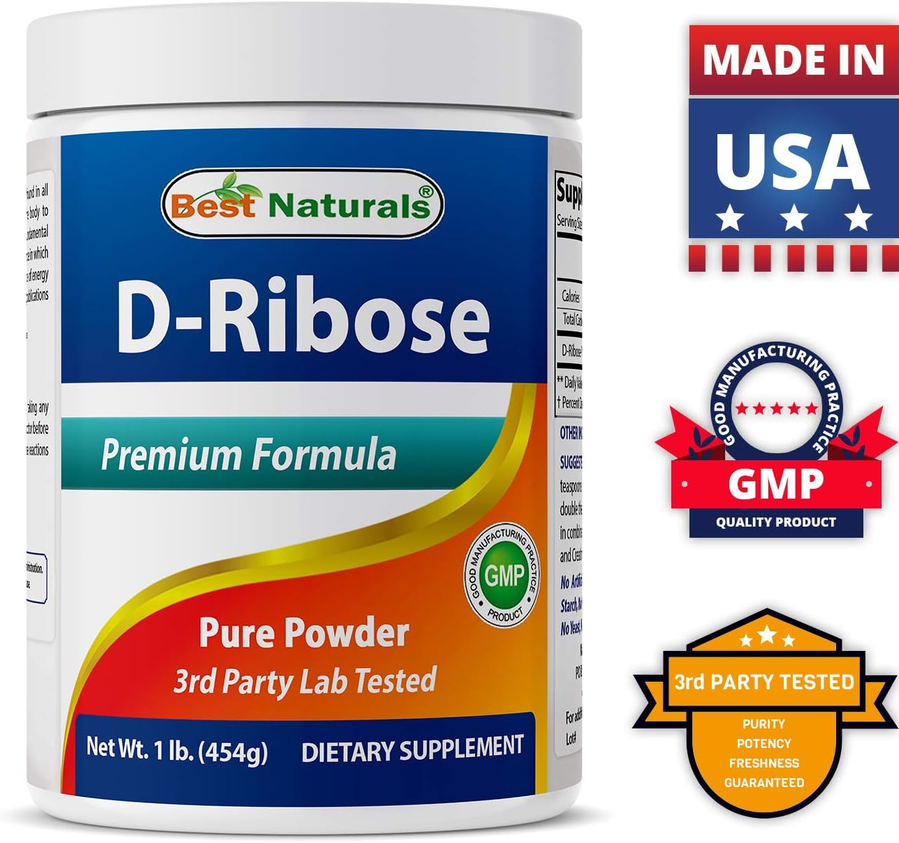 High-Quality D-Ribose Powder and Acetyl L-Carnitine Bundle - 1 Pound D-Ribose & 1000mg L-Carnitine for Optimal Performance and Energy Boost