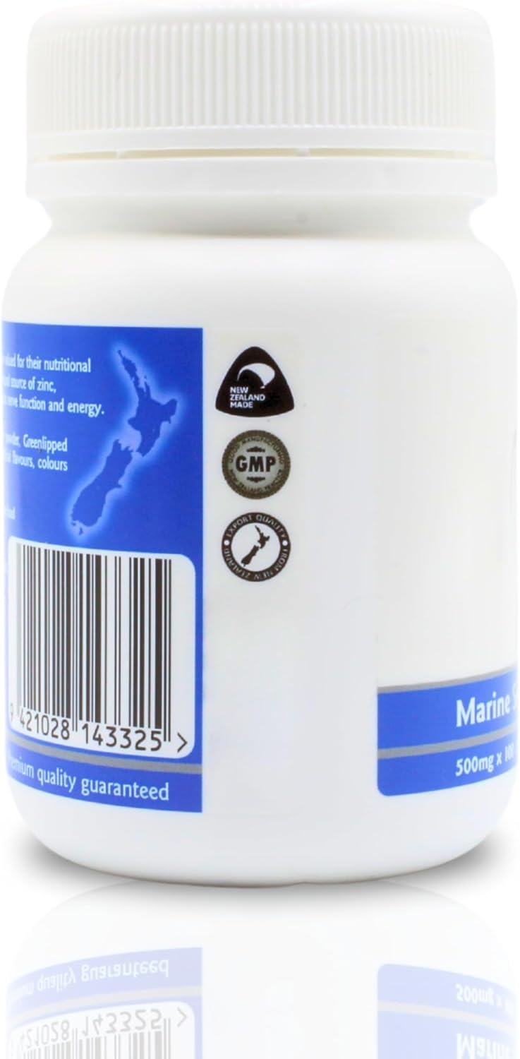 High-Quality Deep Blue Health New Zealand Oyster Extract Powder Capsules for Immune and Nerve Function - 500mg x 100 Pills with Zinc for Men and Women