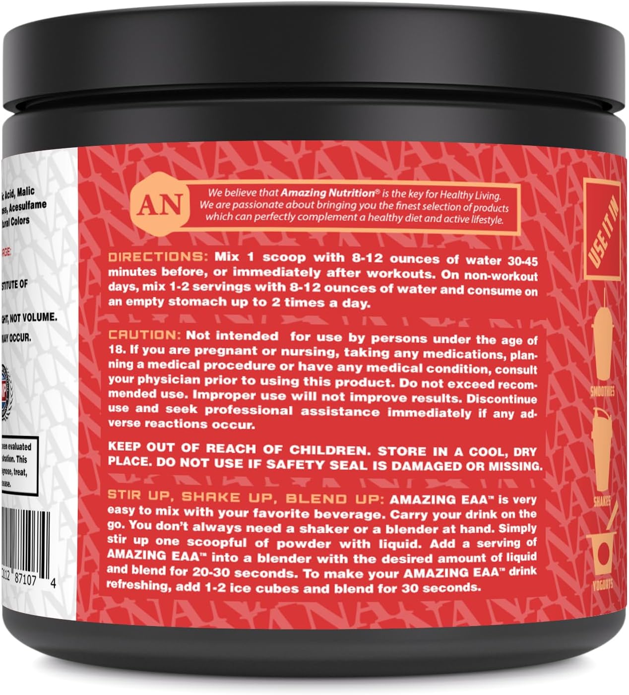 High-Quality EAA Essential Amino Acids Supplement | 8g EAA's Per Serving | 30 Servings | 330g Powder | Made in USA (Natural Fruit Punch)