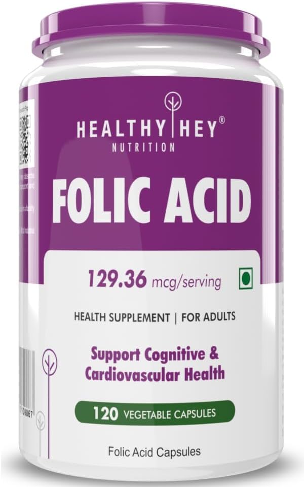 High-Quality Folic Acid Supplement - 120 Vegetarian Capsules