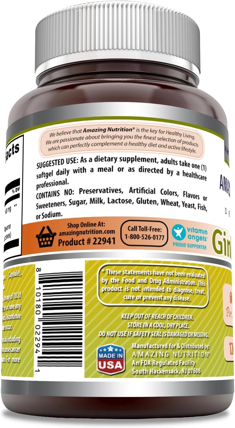 High-Quality Ginkgo Biloba 120 Mg Supplement | 120 Capsules | Standardized to 24% Ginkgo Flavone Glycosides | Non-GMO & Gluten Free | Made in USA