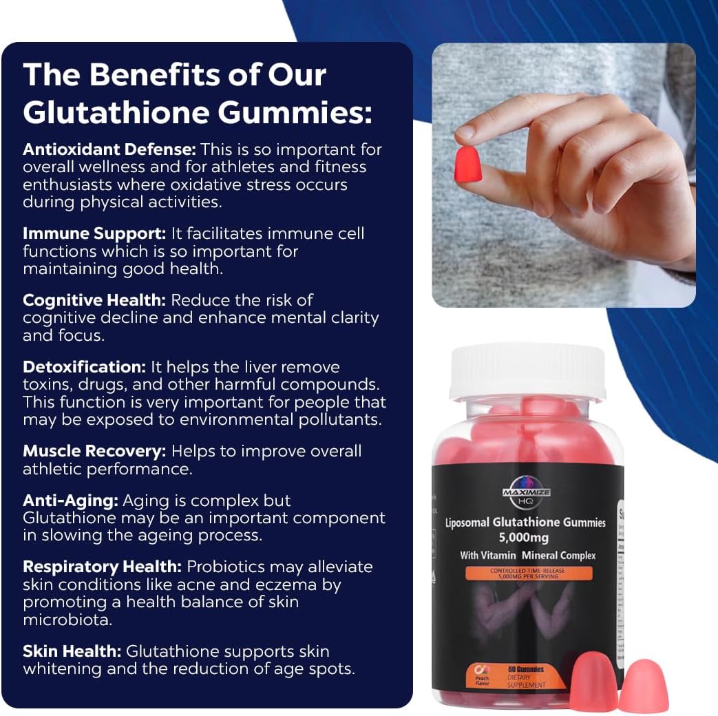 High-Quality Glutathione Gummies with Time-Release Formula and Fruit Juice Extract - Gluten Free - Supports Vital Bodily Functions