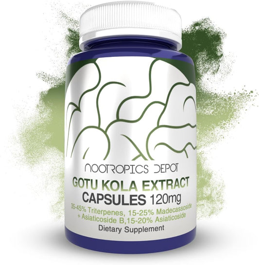 High-Quality Gotu Kola Extract Capsules | 120mg | 90 Count | Acid-Resistant | Centella asiatica | 35-45% Triterpenes | Promotes Memory & Stress Support