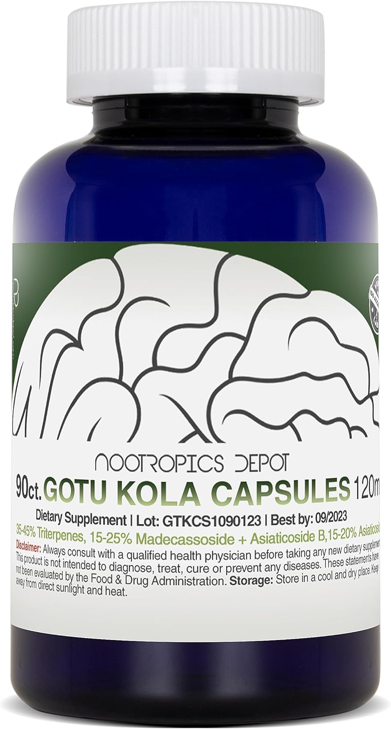 High-Quality Gotu Kola Extract Capsules | 120mg | 90 Count | Acid-Resistant | Centella asiatica | 35-45% Triterpenes | Promotes Memory & Stress Support