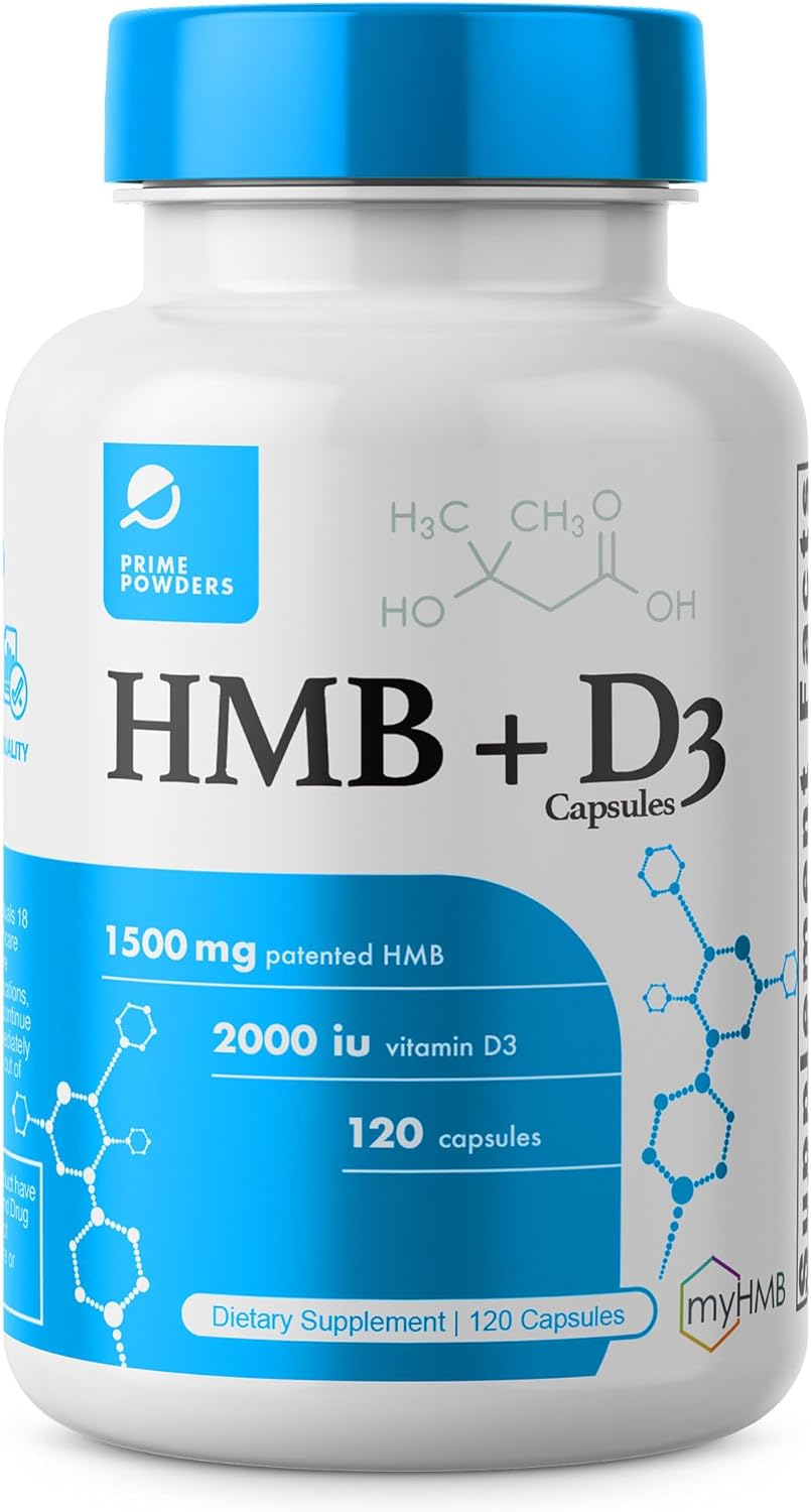 High-quality HMB and Vitamin D3 Supplement for Lean Muscle Preservation, 1,500mg Formula, Ageless Performance Support, 120 Capsules