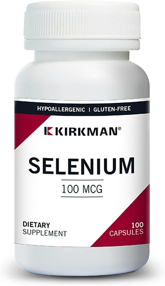 High-Quality Kirkman Selenium 100 mcg Capsules - Hypoallergenic - 100 Count