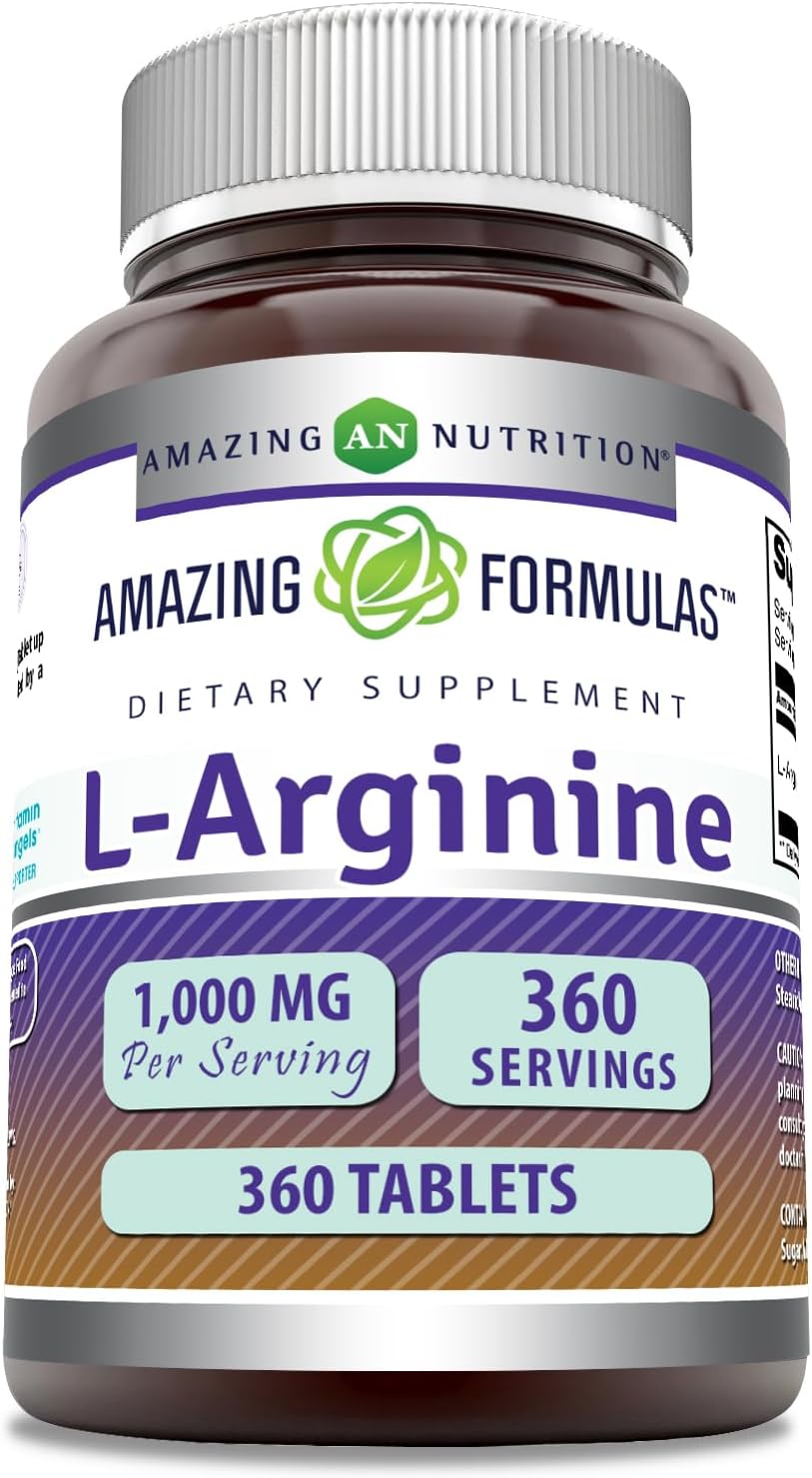 High Quality L-Arginine Supplement 1000mg | Amino Acid for Men & Women | Non-GMO & Gluten Free | Made in USA | 360 Tablets