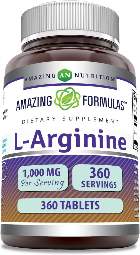 High Quality L-Arginine Supplement 1000mg | Amino Acid for Men & Women | Non-GMO & Gluten Free | Made in USA | 360 Tablets