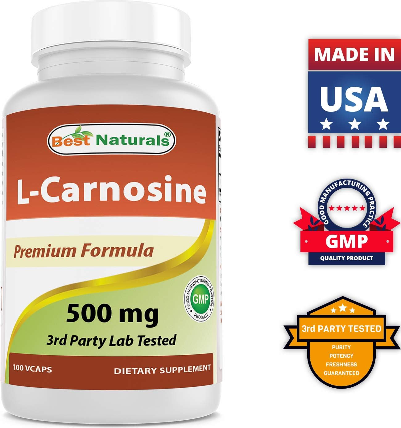 High-Quality L-Carnosine and Acetyl L-Carnitine Supplement - 500mg Each for Optimal Health and Wellness