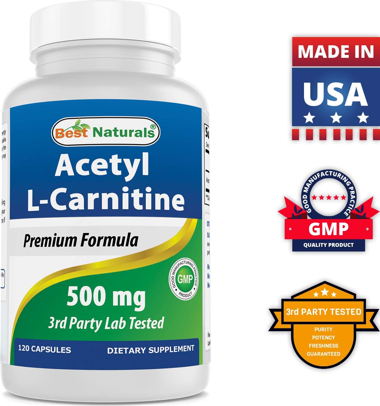 High-Quality L-Carnosine and Acetyl L-Carnitine Supplement - 500mg Each for Optimal Health and Wellness