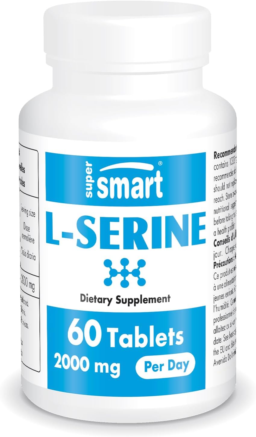 High-Quality L-Serine Supplement - 2000mg Daily Dose - Easy-to-Swallow Tablets - Non-GMO & Gluten-Free - 60 Tablets