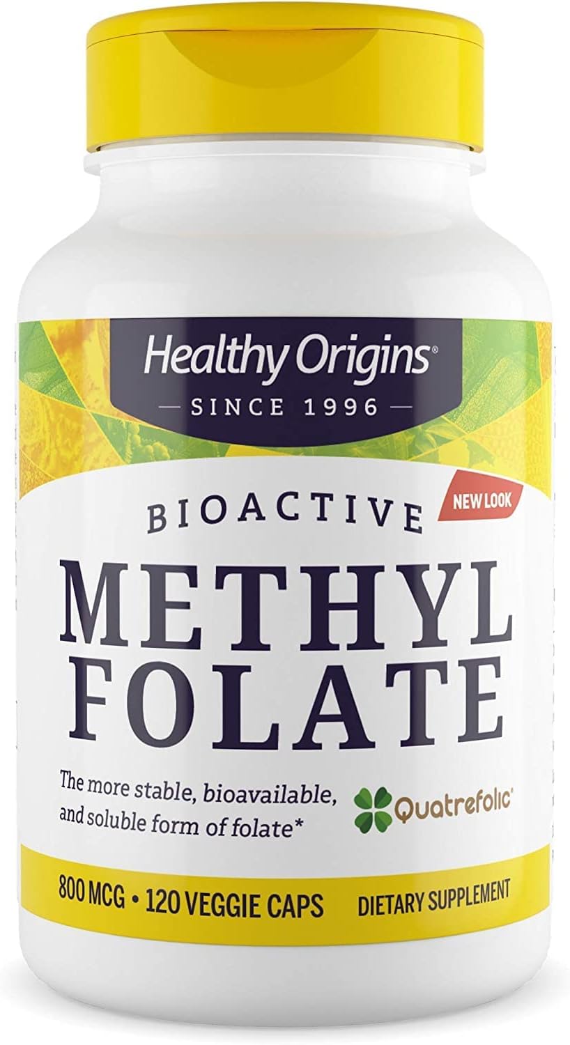 High-Quality Methyl Folate (Quatrefolic) 800mcg Capsules - Vegan, Non-GMO, Gluten-Free Folate Supplement - 120 Veggie Caps