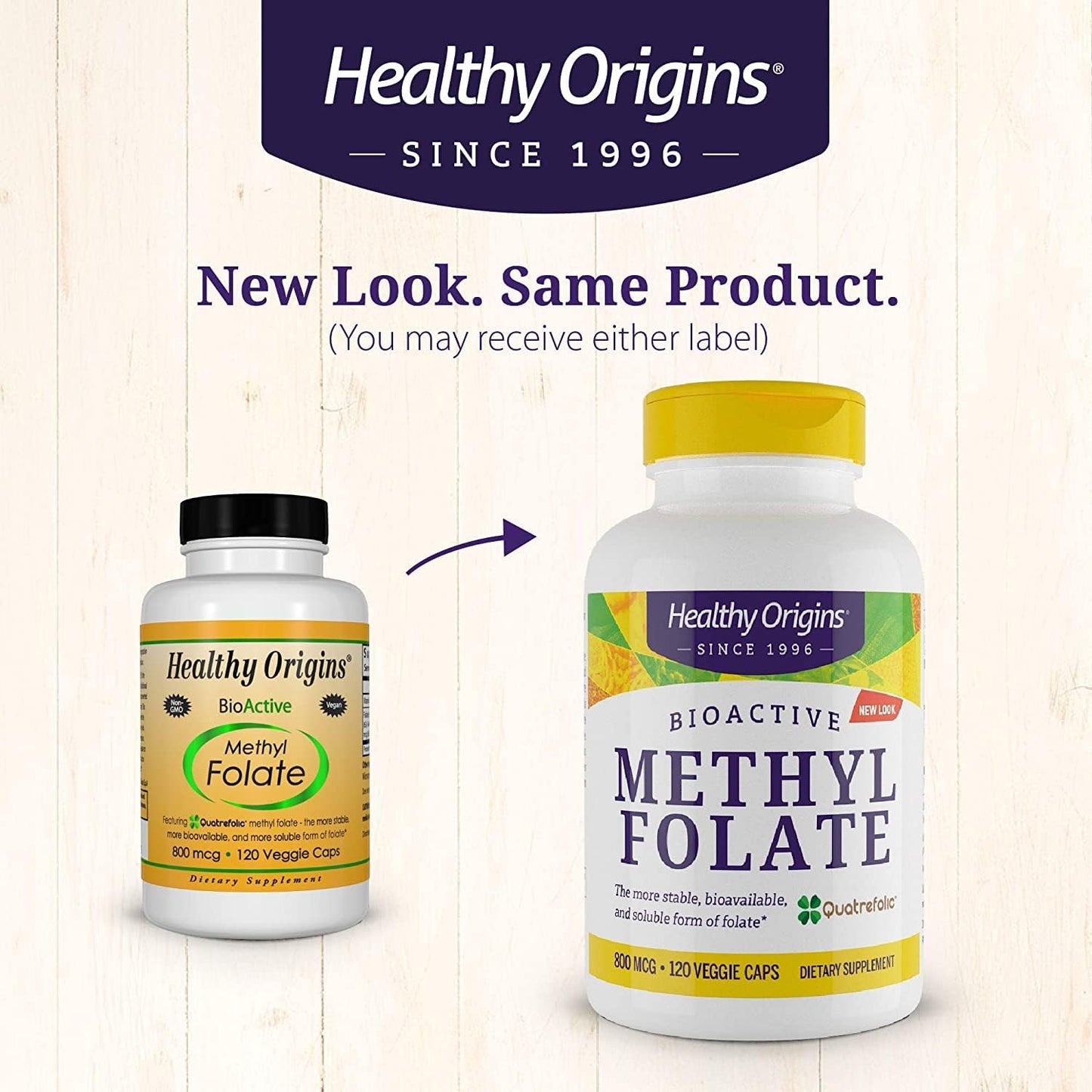 High-Quality Methyl Folate (Quatrefolic) 800mcg Capsules - Vegan, Non-GMO, Gluten-Free Folate Supplement - 120 Veggie Caps