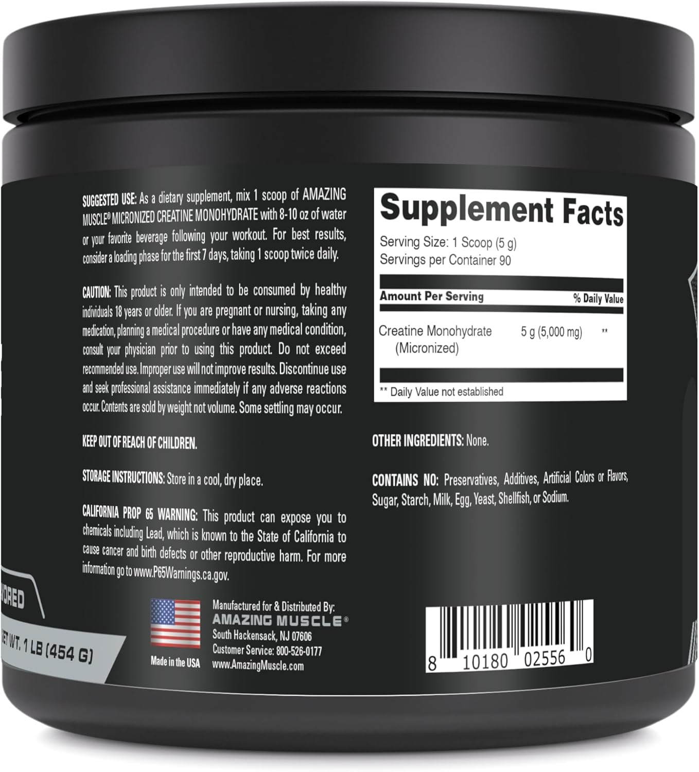High-Quality Micronized Creatine Monohydrate Powder | 90 Servings | 5000 Mg per Serving | 1 Lb (454 Grams) | Perfect Pre & Post Workout Supplement | Unflavored | Bulk Pack of 2