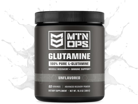 High-Quality MTN OPS L-Glutamine Powder - 60 Servings, 100% Pure for Muscle Recovery, Unflavored - 300g, 5g per Serving