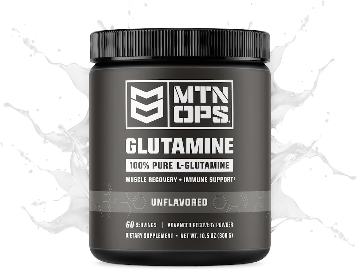 High-Quality MTN OPS L-Glutamine Powder - 60 Servings, 100% Pure for Muscle Recovery, Unflavored - 300g, 5g per Serving