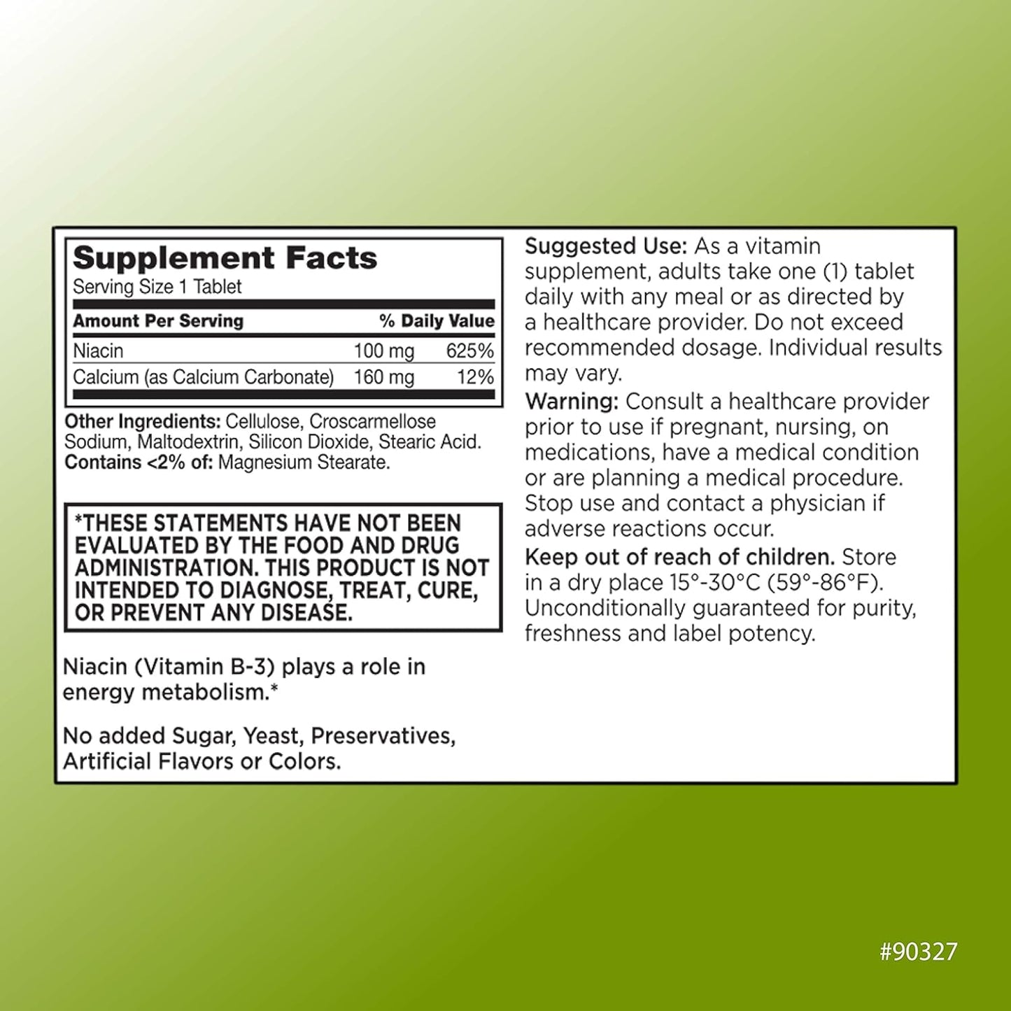 High-Quality Niacin (Vitamin B3) Supplement for Energy and Circulatory Support - 100mg, 60 Count Bottle