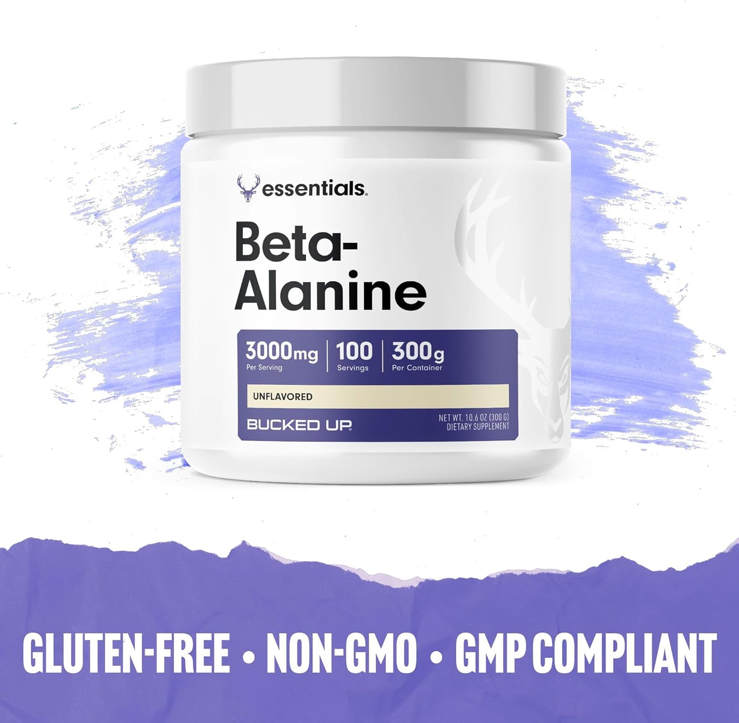 High-Quality Non-GMO Bucked Up Beta Alanine Powder - 300mg, Gluten-Free, Unflavored (100 Servings) for Improved Performance