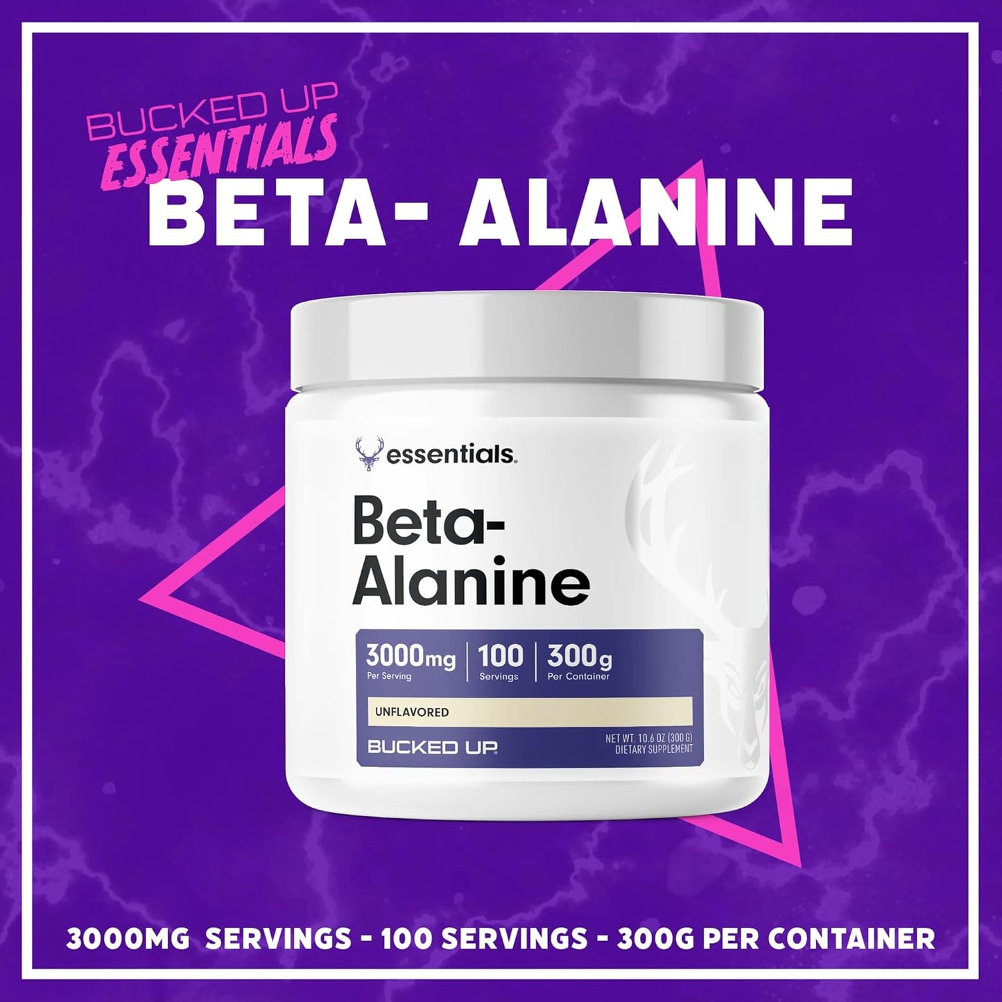 High-Quality Non-GMO Bucked Up Beta Alanine Powder - 300mg, Gluten-Free, Unflavored (100 Servings) for Improved Performance