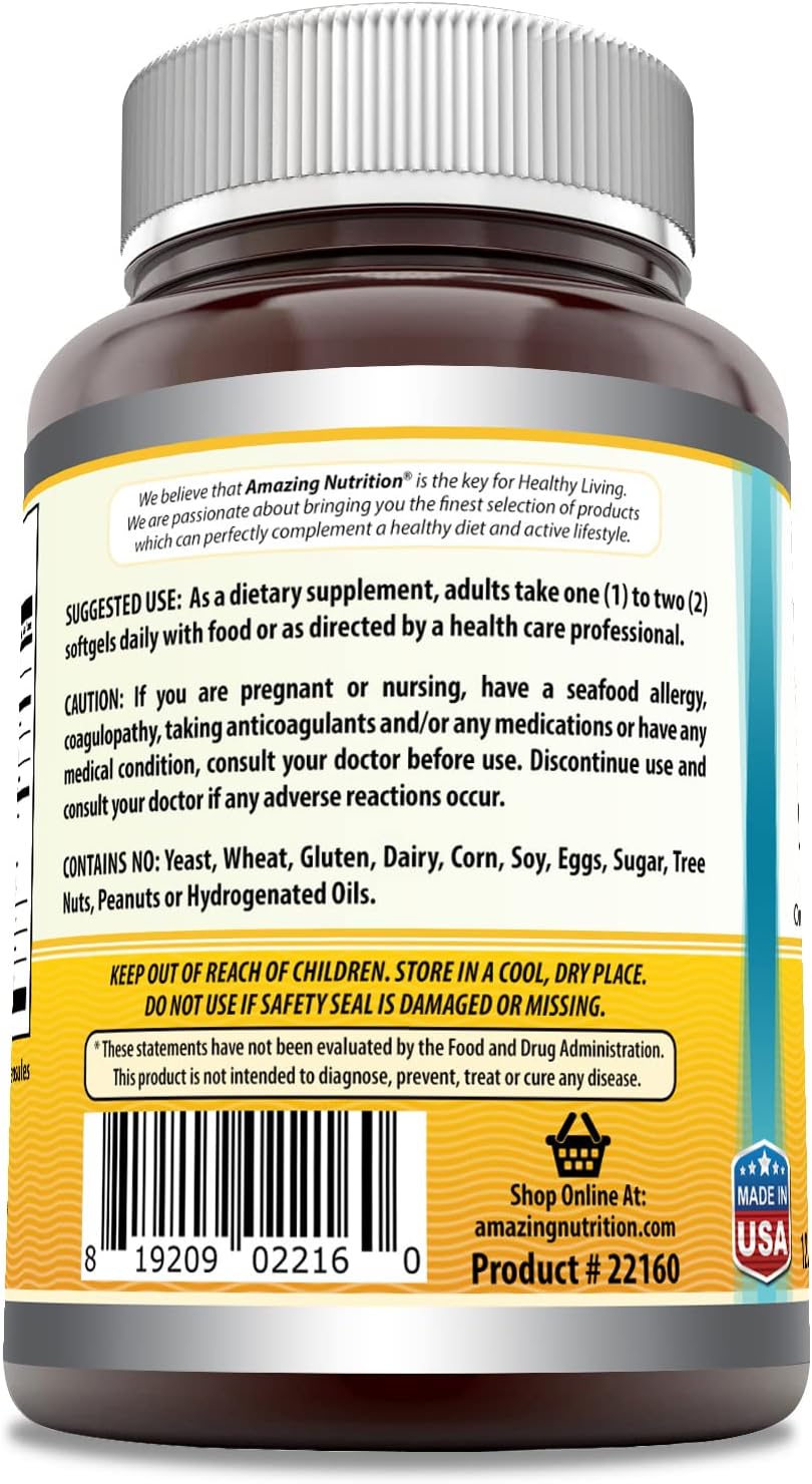 High-Quality Norwegian Cod Liver Oil Supplement with Omega-3, EPA/DHA | 1000 Mg Per Serving | 120 Softgels | Orange Flavor | Non-GMO | Gluten-Free | Made in USA