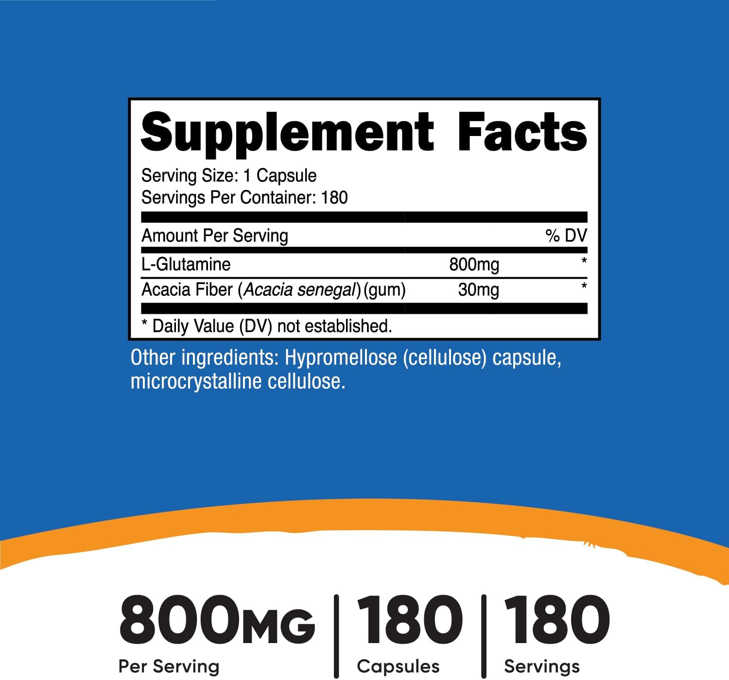 High-Quality Nutricost L-Glutamine Capsules - 800mg, 180 Count - Gluten Free & Non-GMO Formula