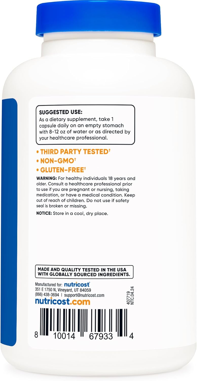 High-Quality Nutricost L-Glutamine Capsules - 800mg, 180 Count - Gluten Free & Non-GMO Formula