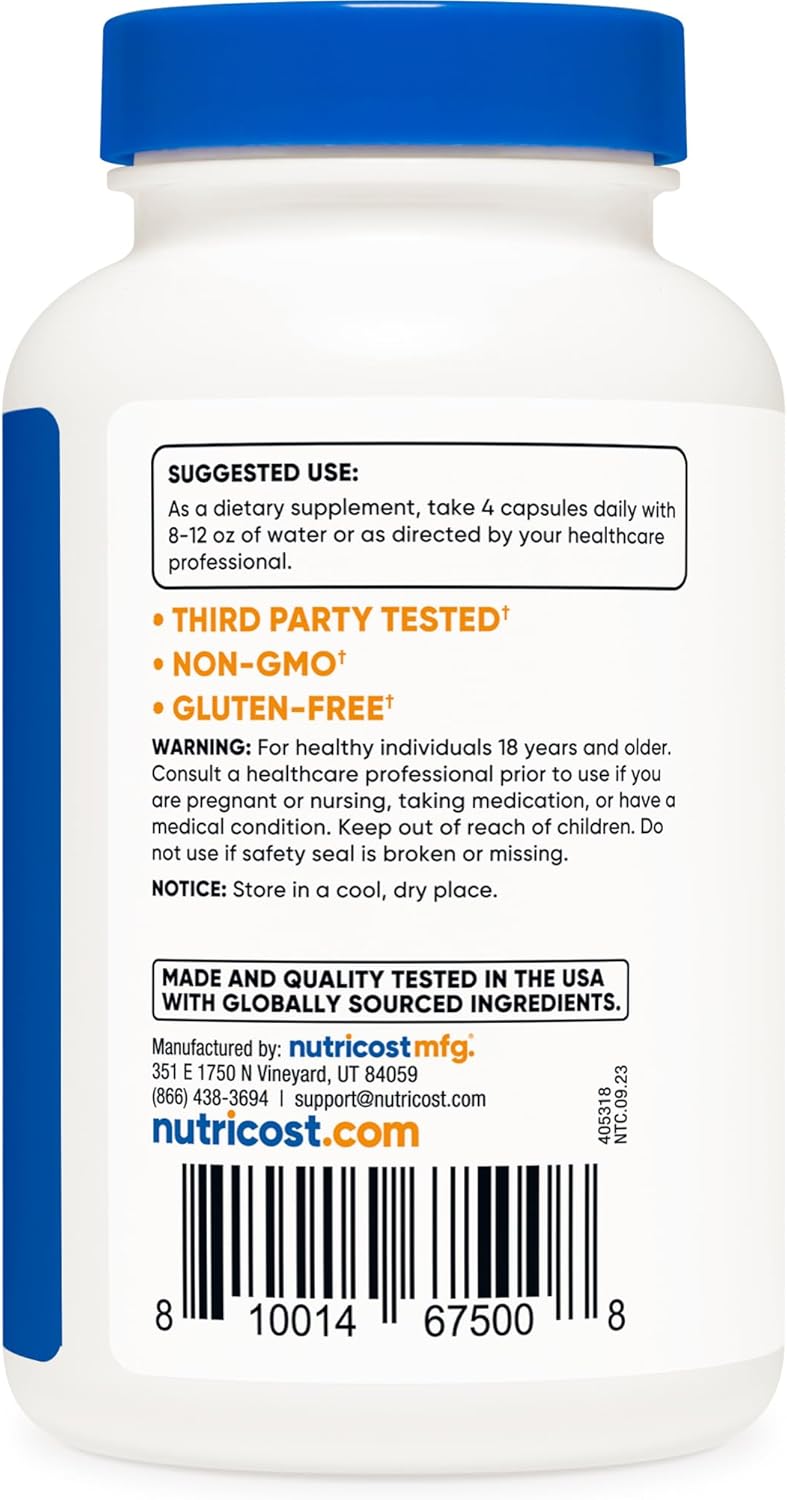 High Quality Nutricost L-Leucine Supplement - 2,000mg, 120 Veg Caps, Non-GMO, Gluten Free - 30 Servings
