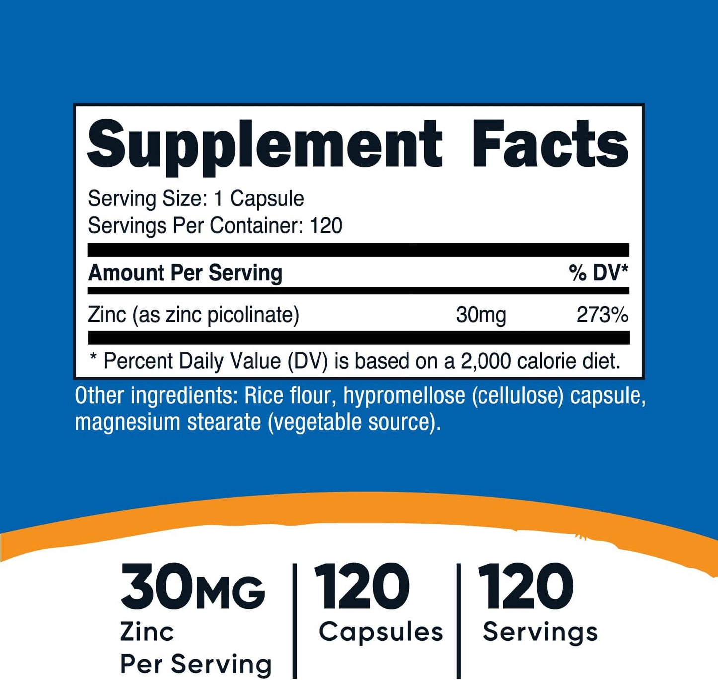 High Quality Nutricost Zinc Picolinate 30mg Capsules - 120 Count, Gluten Free, Non-GMO - Essential Mineral Supplement