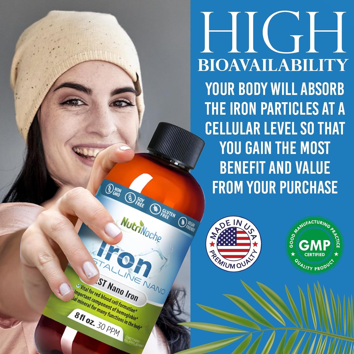 High-Quality NutriNoche Liquid Iron Supplement with 30 ppm Colloidal Minerals