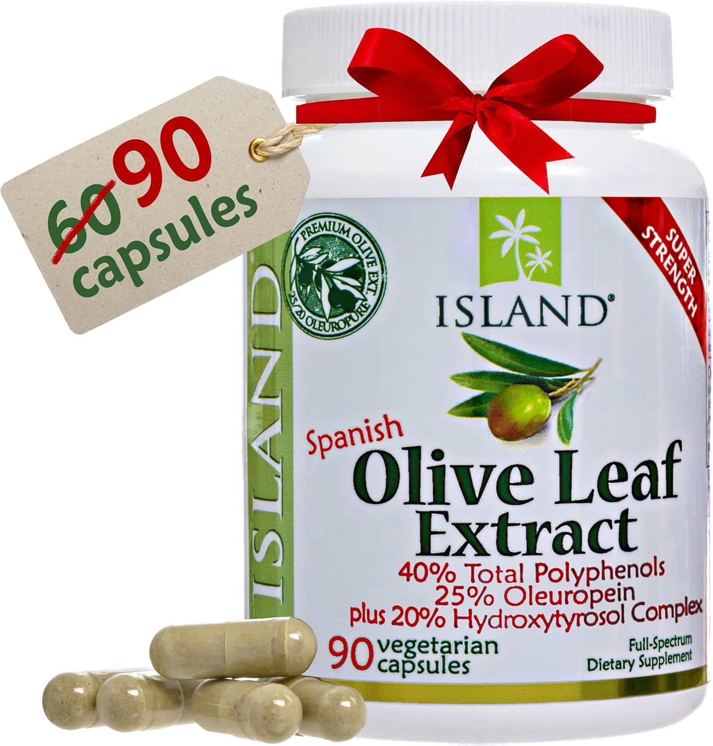 High-Quality Olive Leaf Extract Capsules with 25% Oleuropein & 40% Total Polyphenols - Spanish Origin (90 Capsules)