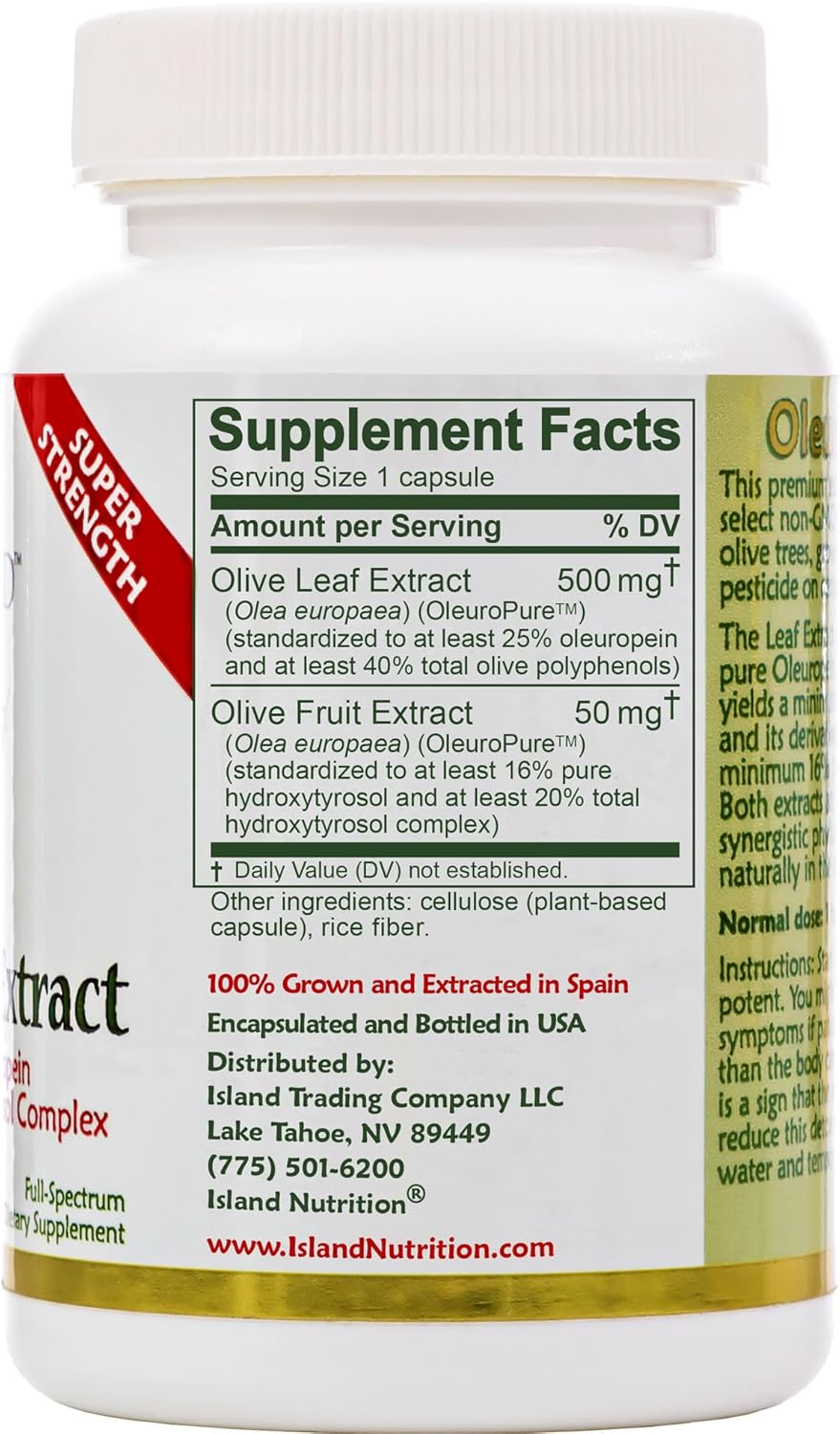 High-Quality Olive Leaf Extract Capsules with 25% Oleuropein & 40% Total Polyphenols - Spanish Origin (90 Capsules)