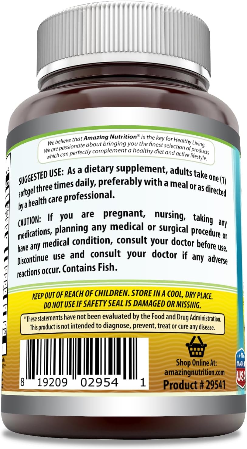 High-Quality Omega 3.6.9 Supplement Lemon Flavor Softgels - 1200mg, 120 Count - Non-GMO & Gluten-Free (USA Made)