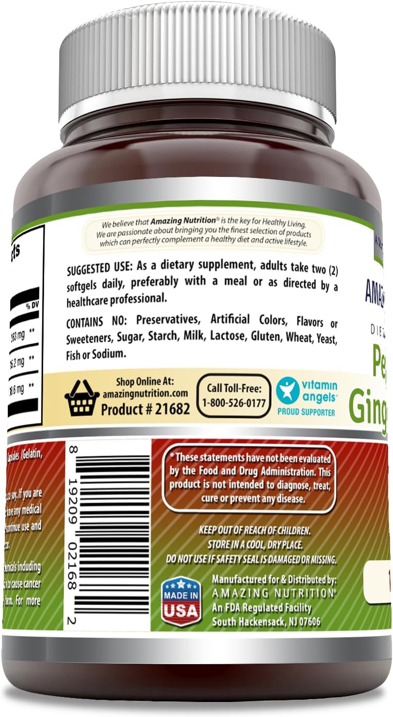 High-Quality Peppermint, Ginger, and Fennel Dietary Supplement Softgels - Non-GMO and Gluten-Free - 363mg - 120 Count