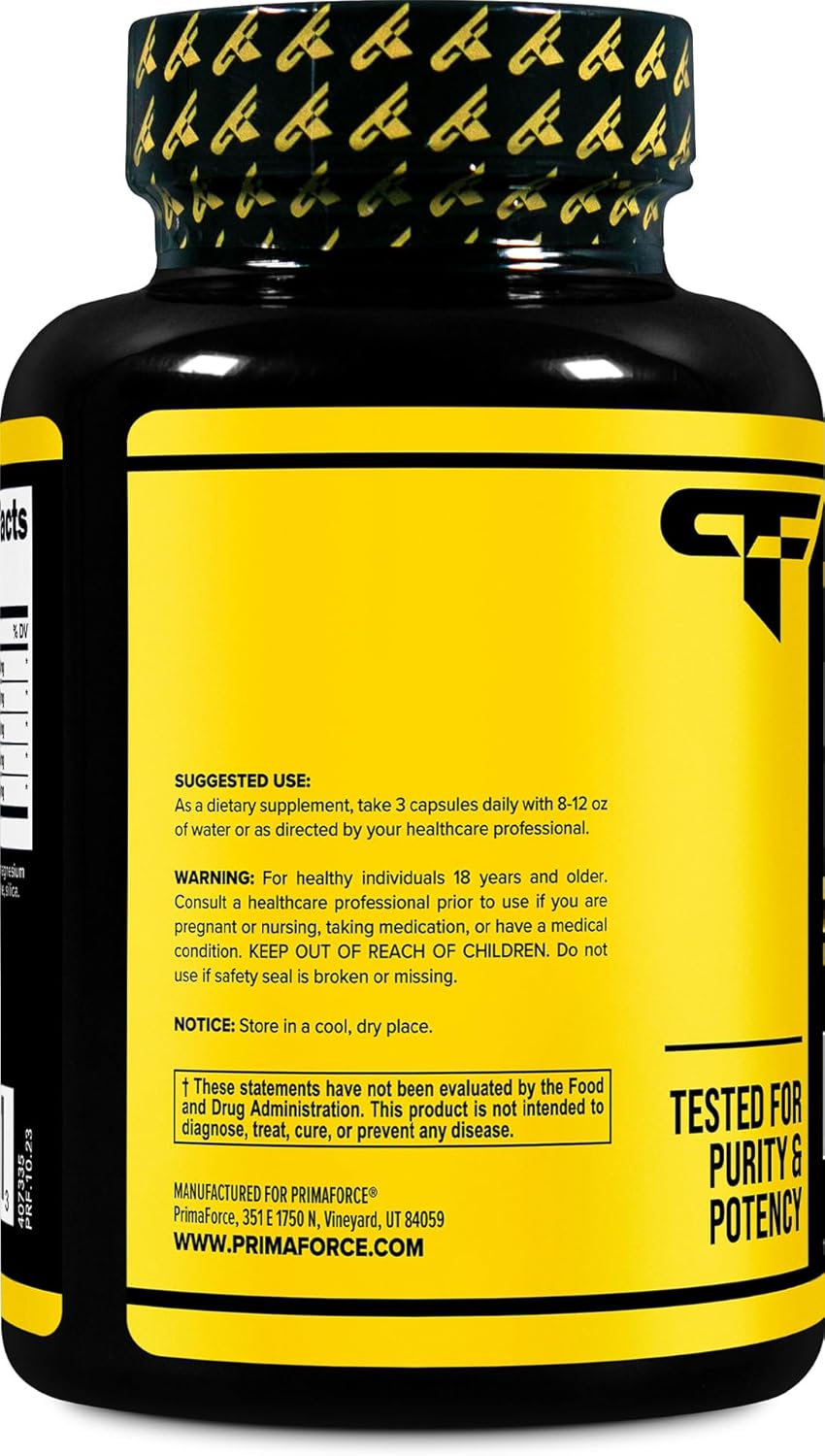 High-Quality Primaforce Nitric Oxide Booster - 2,250mg, 120 Capsules - Boost Nitric Oxide Levels for Pre and Post-Workout - 40 Servings