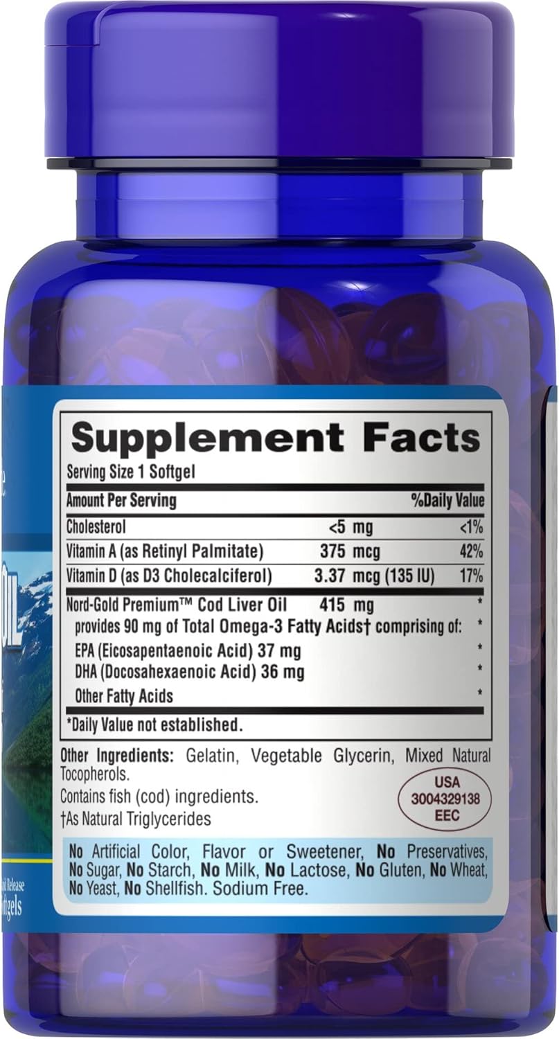 High-Quality Puritan's Pride Cod Liver Oil Supplement - 415 mg