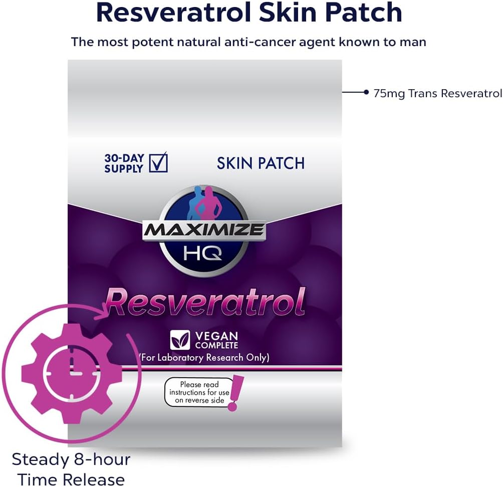 High-Quality Resveratrol Patches - 8 Hour Time-Release - Gluten-Free - Vegan Formula for Maximum Benefits