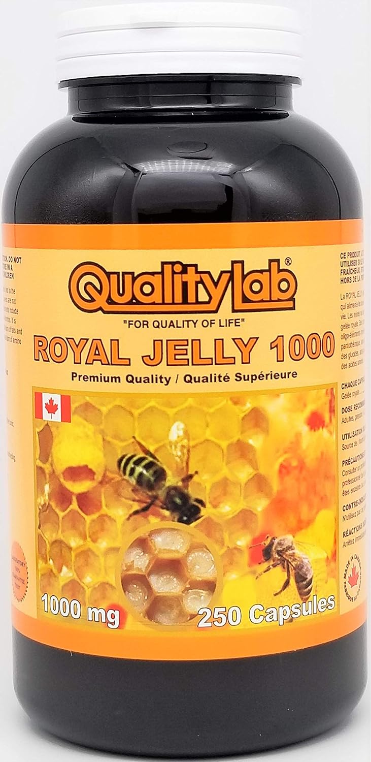 High-Quality Royal Jelly 1000mg Supplement - 250 Capsules - Made in Canada