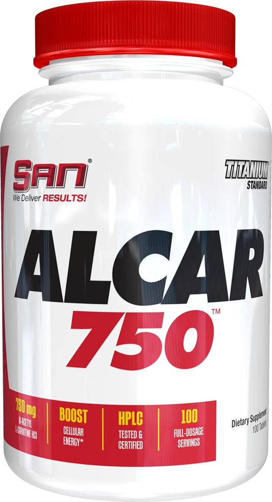 High-Quality SAN Nutrition Alcar 750 - Acetyl L-Carnitine for Energy, Focus, and Fat Burning 100 Servings