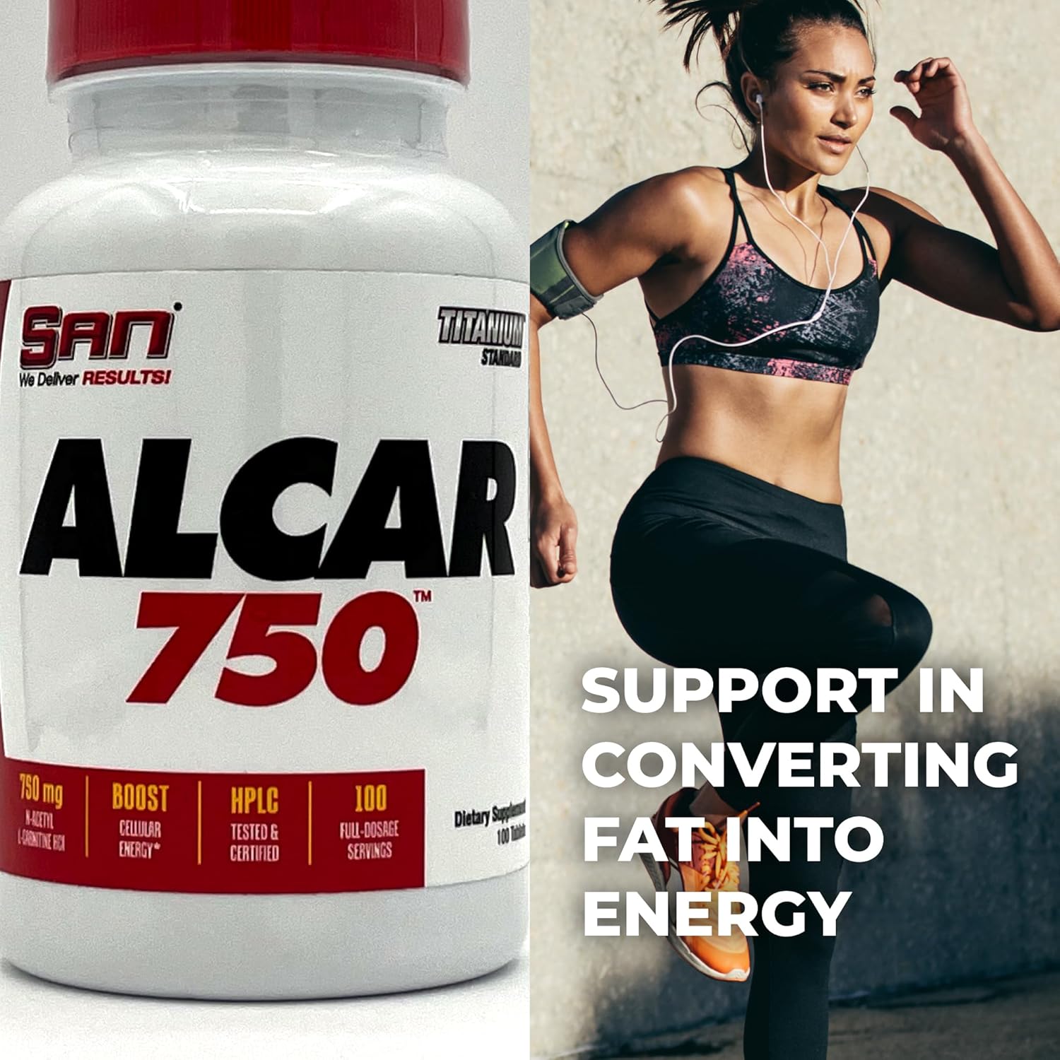 High-Quality SAN Nutrition Alcar 750 - Acetyl L-Carnitine for Energy, Focus, and Fat Burning 100 Servings