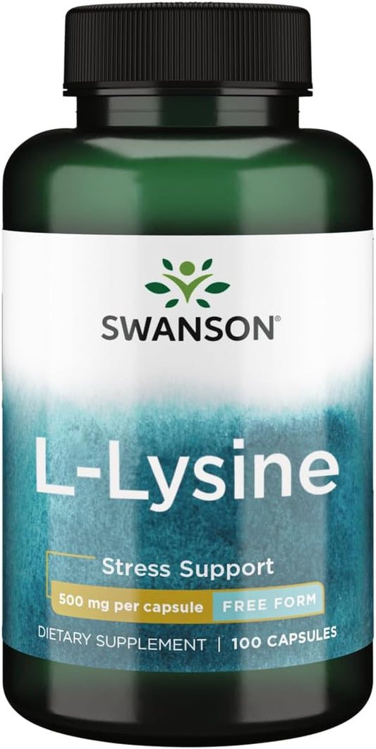 High-Quality Swanson Free-Form L-Lysine 500mg Capsules for Amino Acid Support