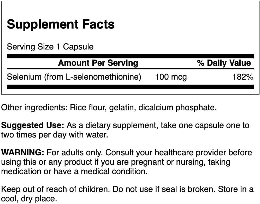 High-Quality Swanson Selenium L-Selenomethionine Capsules 100 mcg - 200 Count