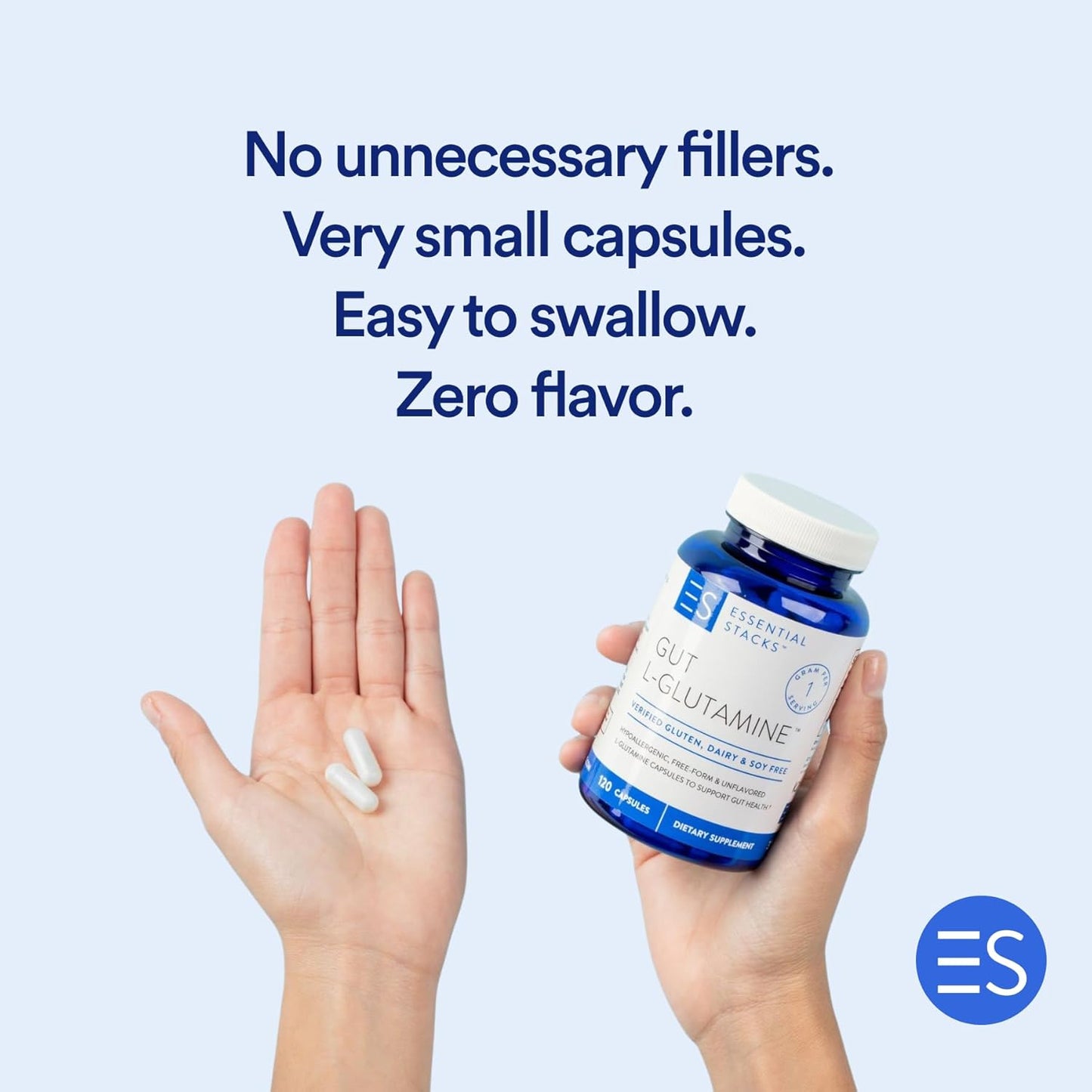 High-Quality USA-Made L-Glutamine Capsules for Gut Health - 1000mg, Gluten-Free, Dairy-Free, Non-GMO - 60 Servings