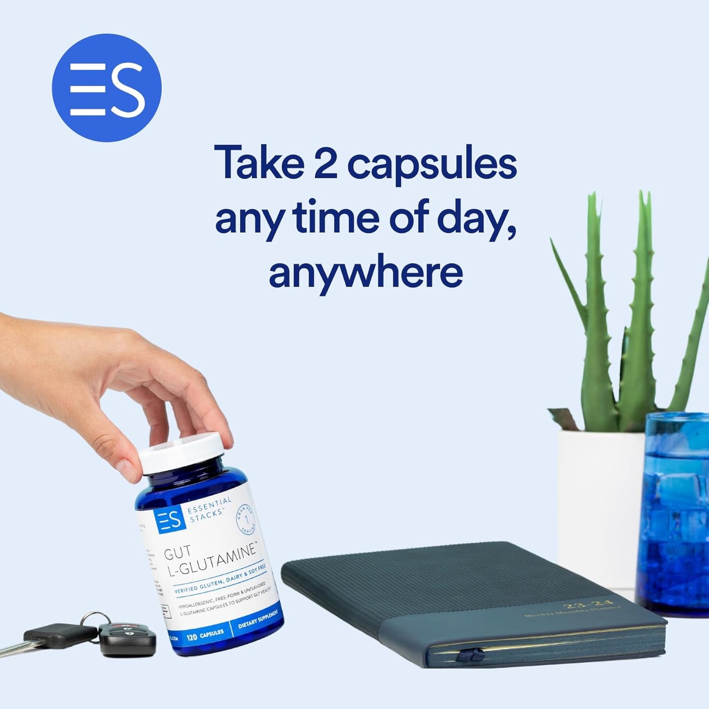 High-Quality USA-Made L-Glutamine Capsules for Gut Health - 1000mg, Gluten-Free, Dairy-Free, Non-GMO - 60 Servings