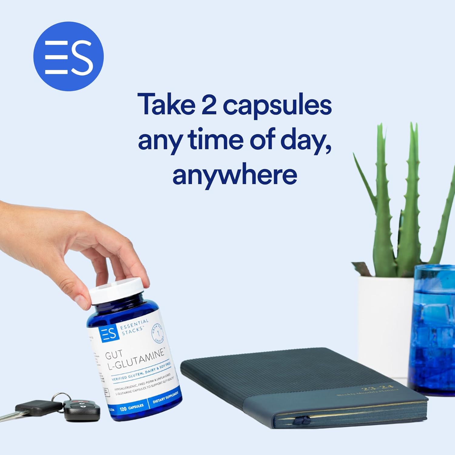 High-Quality USA-Made L-Glutamine Capsules for Gut Health - 1000mg, Gluten-Free, Dairy-Free, Non-GMO - 60 Servings