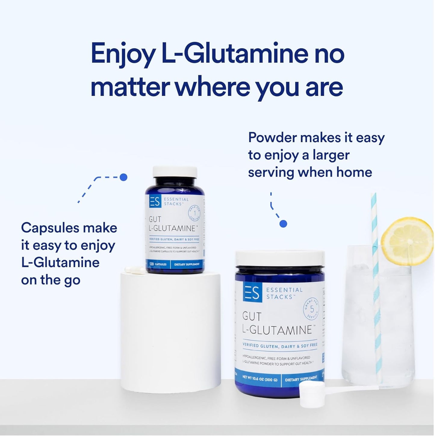 High-Quality USA-Made L-Glutamine Capsules for Gut Health - 1000mg, Gluten-Free, Dairy-Free, Non-GMO - 60 Servings