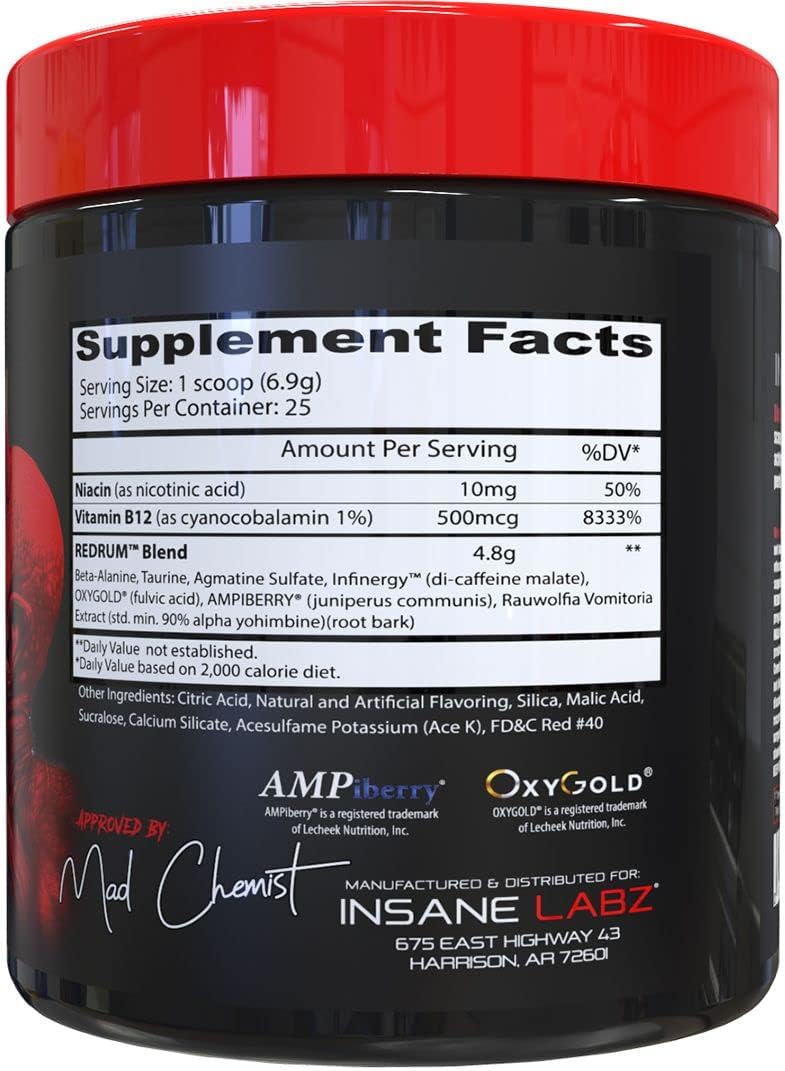 High-Stim Pre-Workout Powder with NO Booster, Beta Alanine, Agmatine Sulfate, Taurine - AMPiberry, OXYgold, Focus, Strength, Recovery - 25 Servings (Grape)