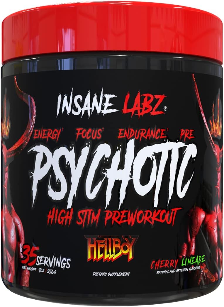 High Stimulant Pre Workout Powder - Insane Labz Hellboy Edition with Beta Alanine, L Citrulline, Caffeine - Boosts Energy, Focus, Endurance - 35 Servings Cherry Lime Flavor