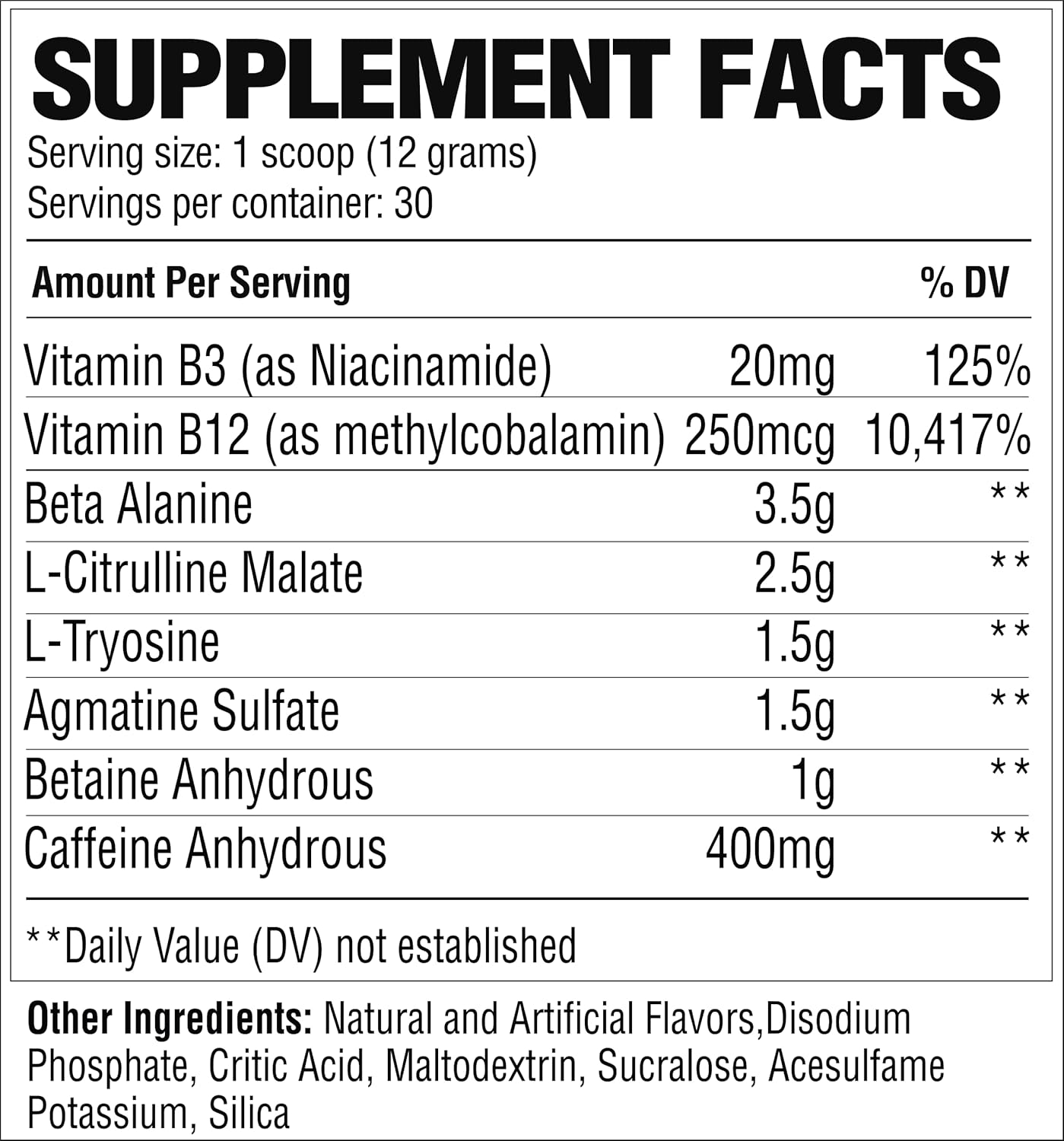 High-Stimulant Preworkout Powder Drink for Extreme Energy, Focus, and Endurance - Kiwi Blueberry (30 Servings)