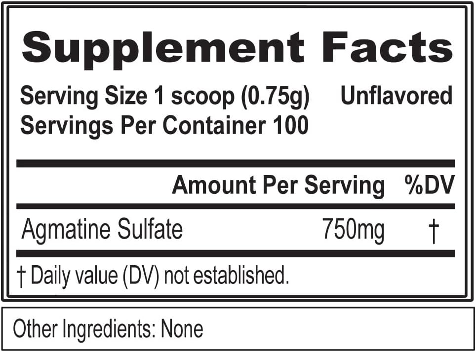 High Strength Agmatine Sulfate Powder for Muscle Growth and Performance - Unflavored Supplement for Intense Pumps and Recovery